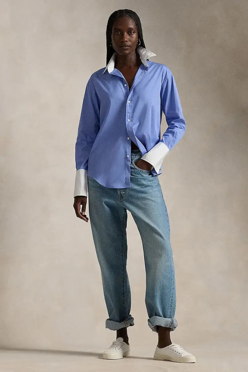 camicia in cotone donna colore blu 211891426 miniatura 3