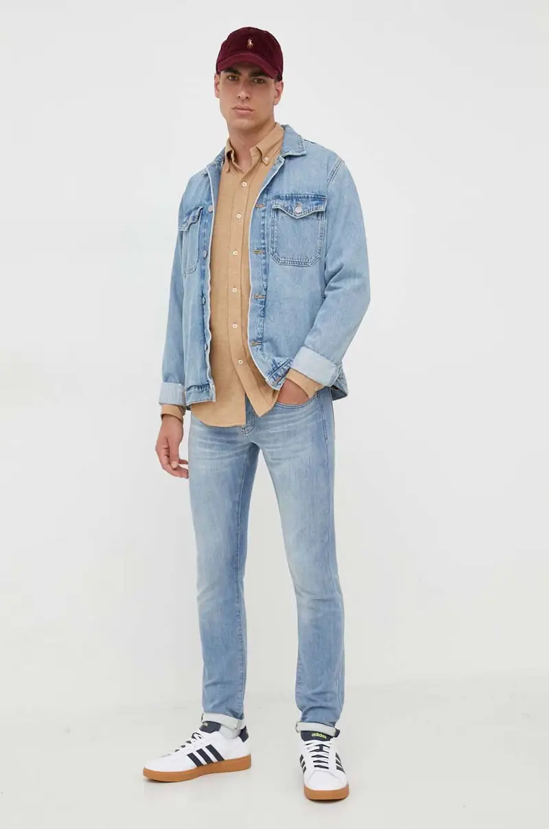 camicia in cotone uomo Beige miniatura 3