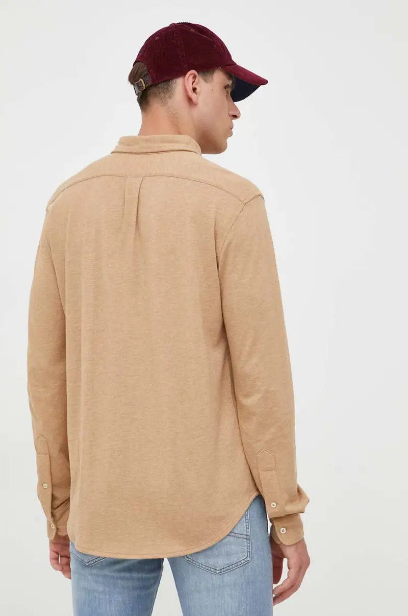 camicia in cotone uomo Beige miniatura 4