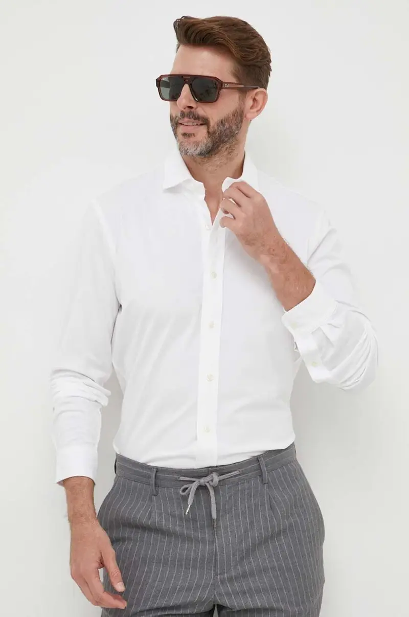 camicia in cotone uomo Bianco