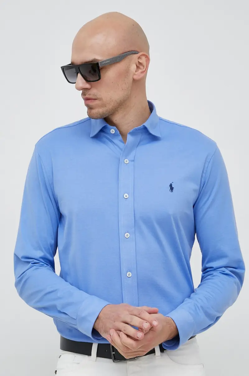 camicia in cotone uomo Blu