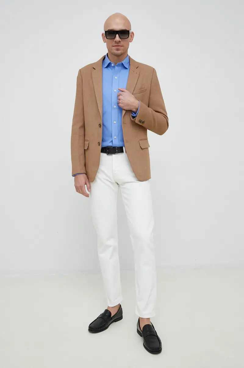 camicia in cotone uomo Blu miniatura 2