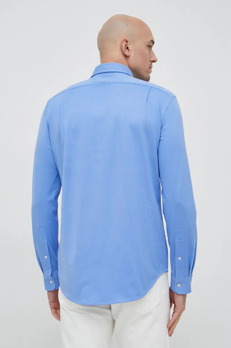 camicia in cotone uomo Blu miniatura 3