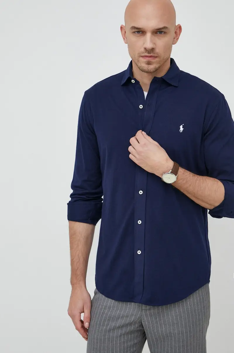 camicia in cotone uomo Blu navy