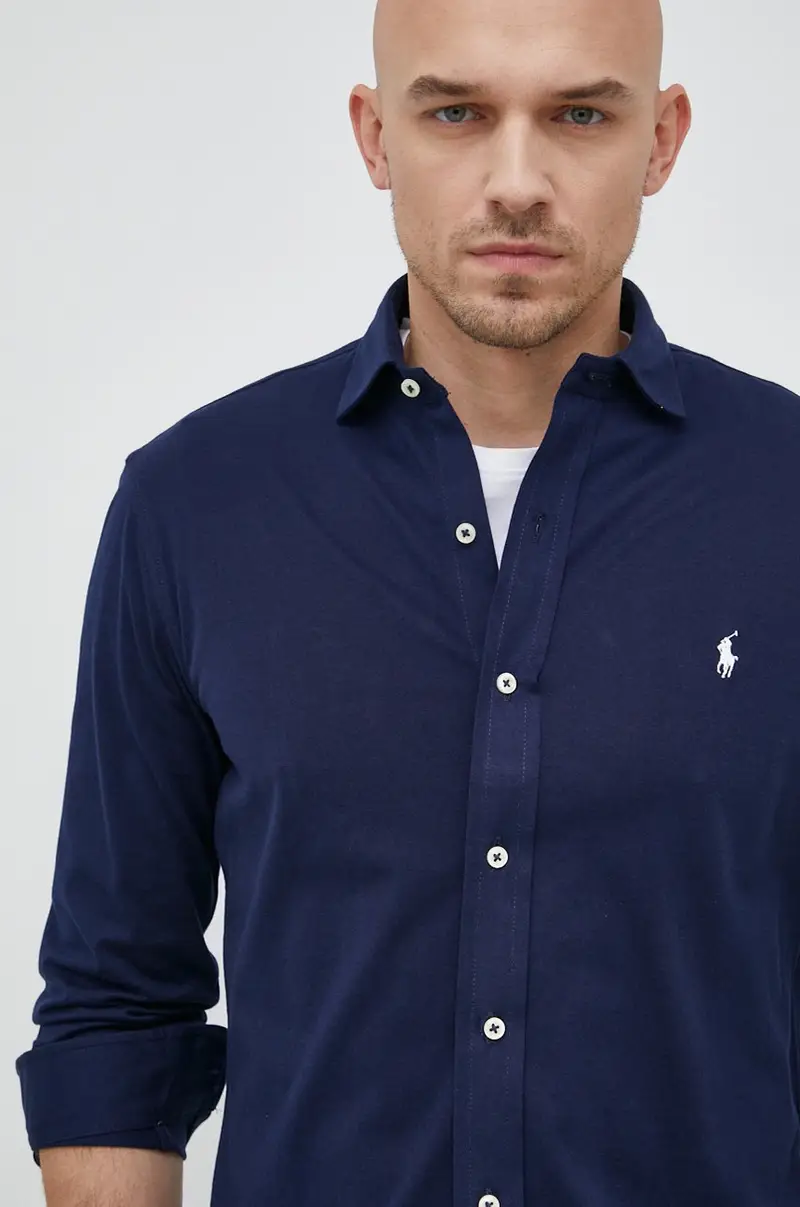 camicia in cotone uomo Blu navy miniatura 5