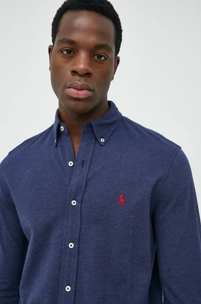 camicia in cotone uomo Blu navy miniatura 5