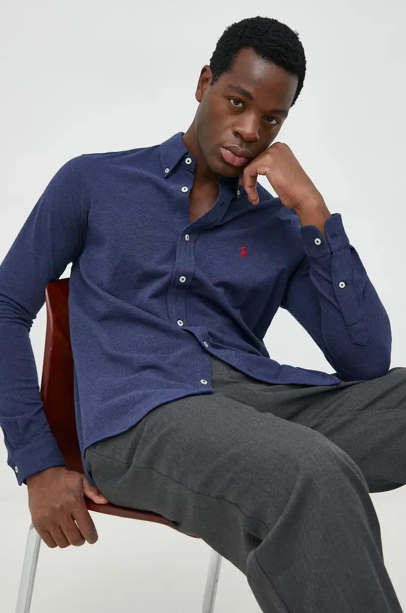 camicia in cotone uomo Blu navy