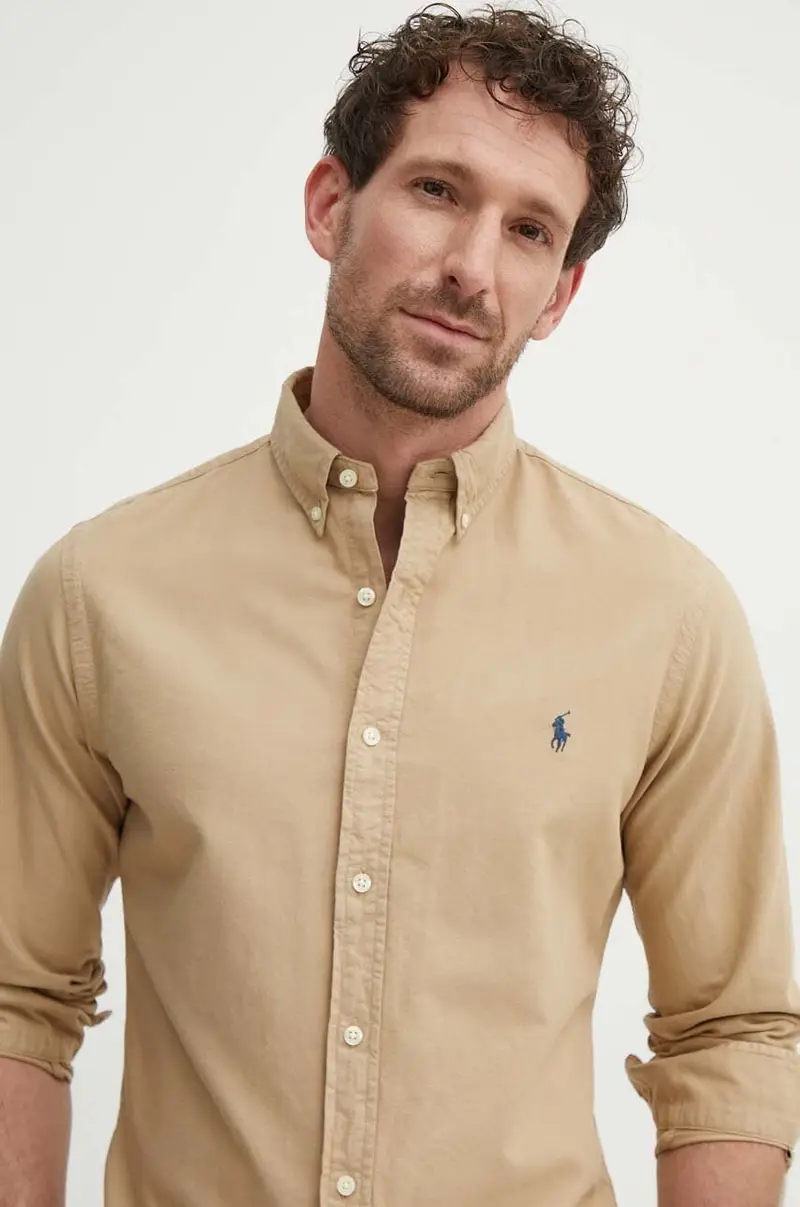 camicia in cotone uomo colore beige 710889739001