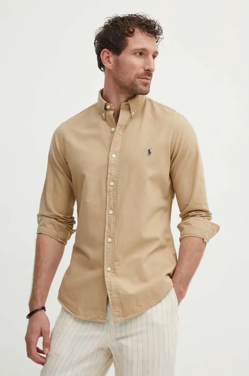 camicia in cotone uomo colore beige 710889739001 miniatura 4