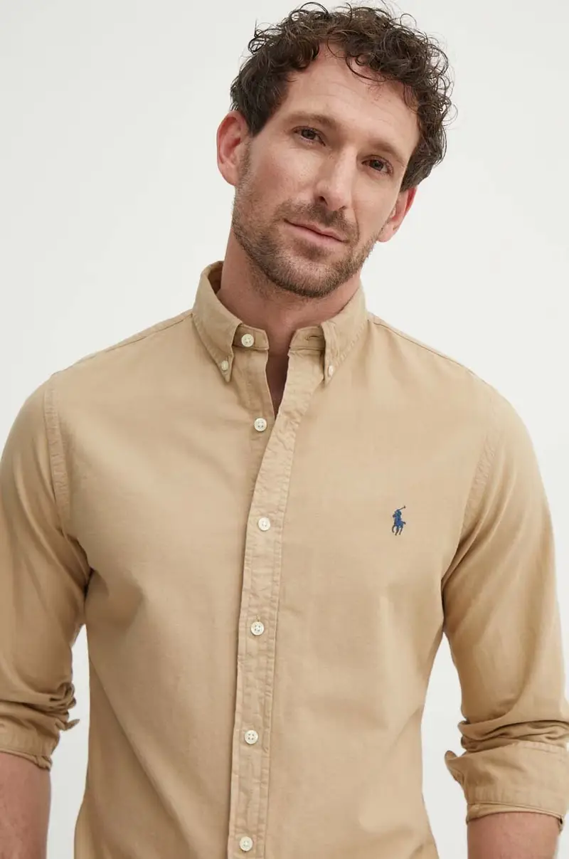 camicia in cotone uomo colore beige 710889739001