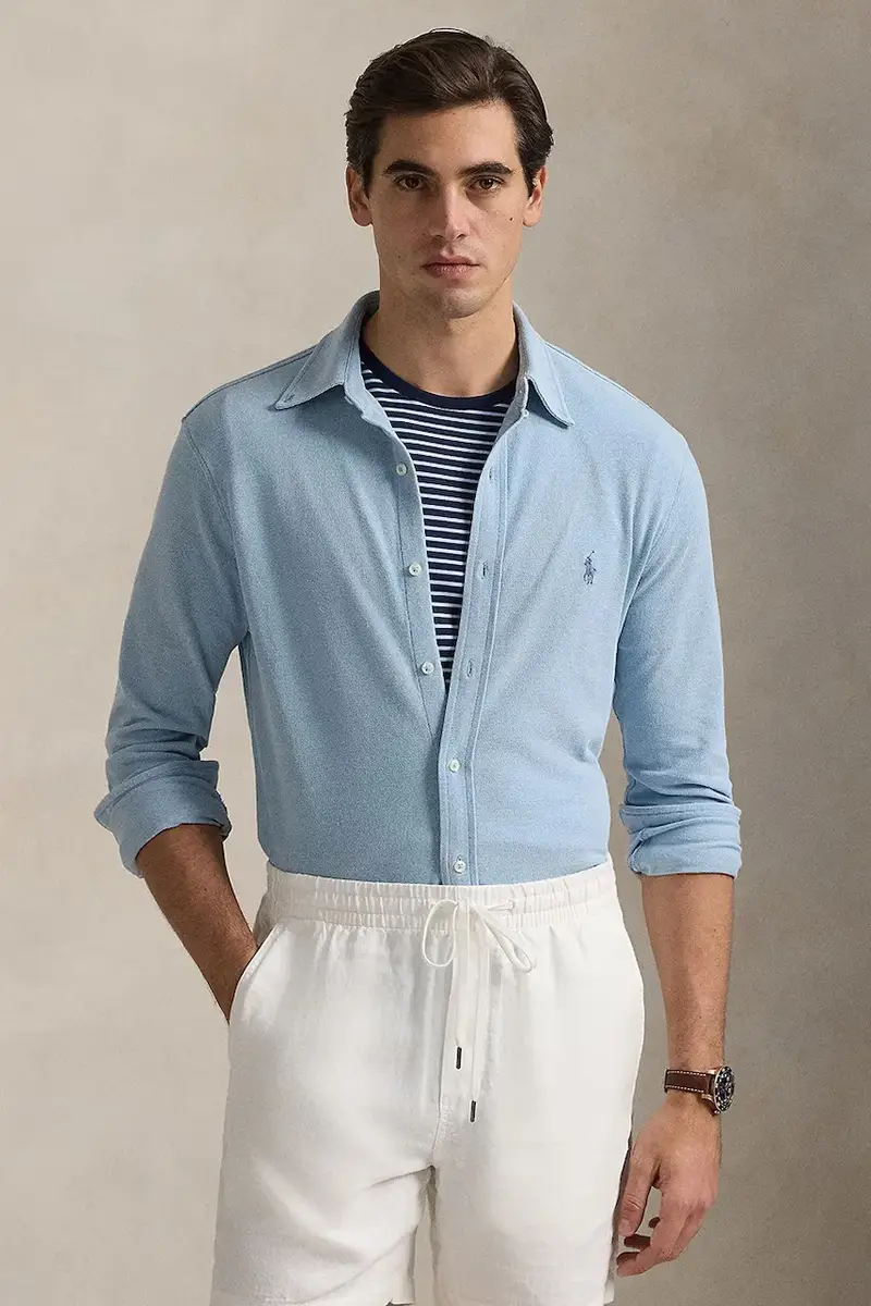 camicia in cotone uomo colore blu 710654408