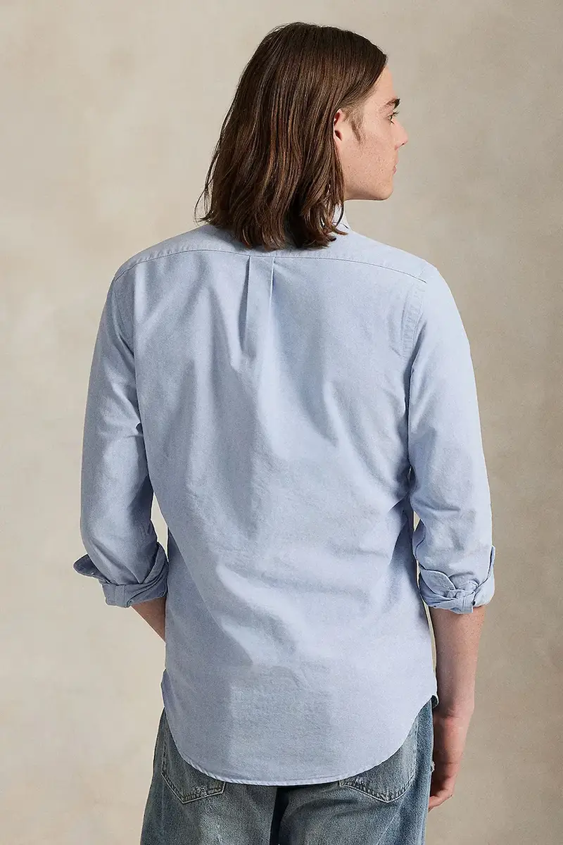 camicia in cotone uomo colore blu 710P00577 miniatura 2