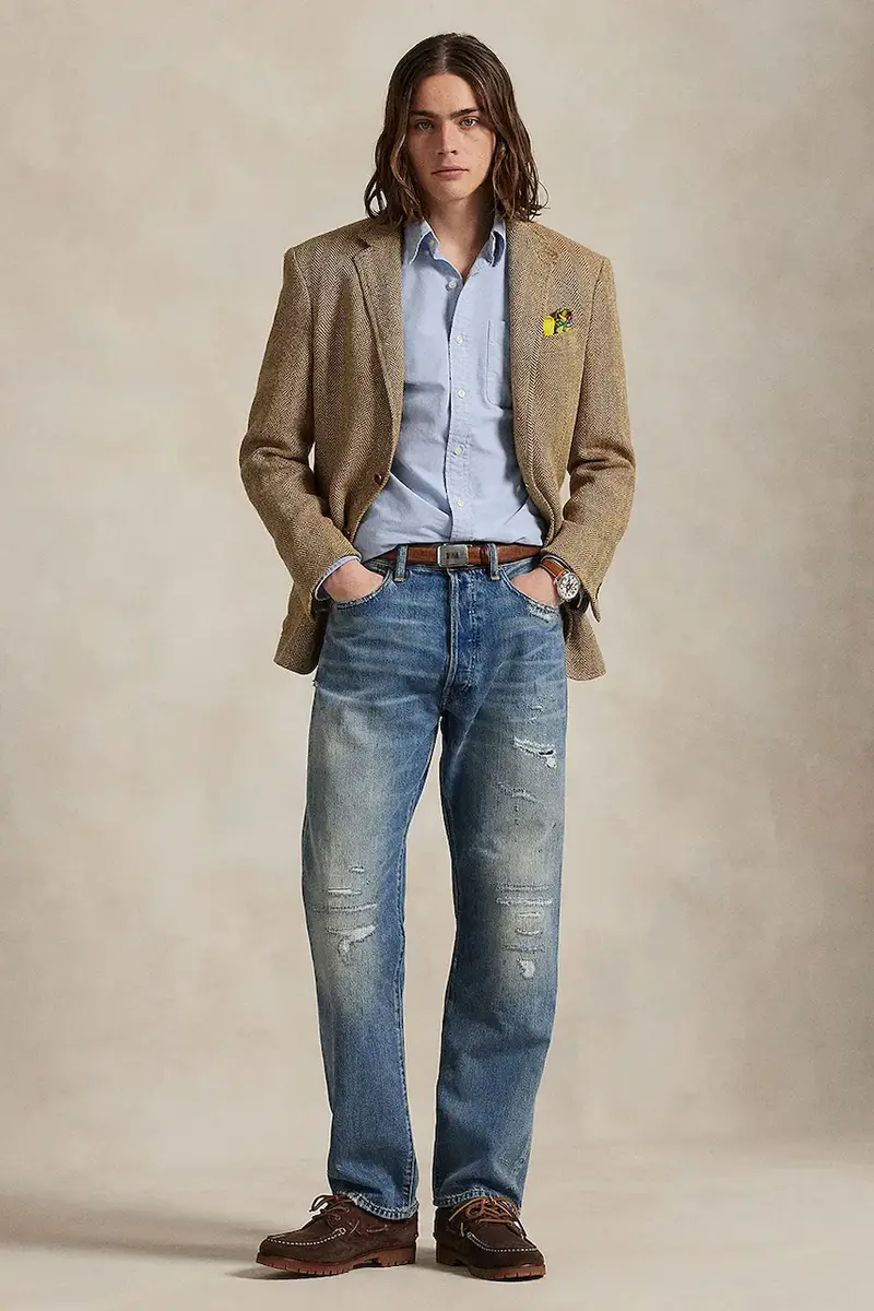 camicia in cotone uomo colore blu 710P00577 miniatura 5