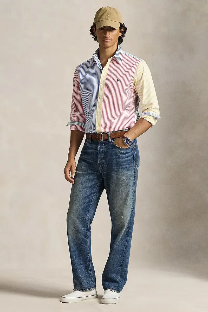 camicia in cotone uomo colore blu 710P07020 Multicolore miniatura 3