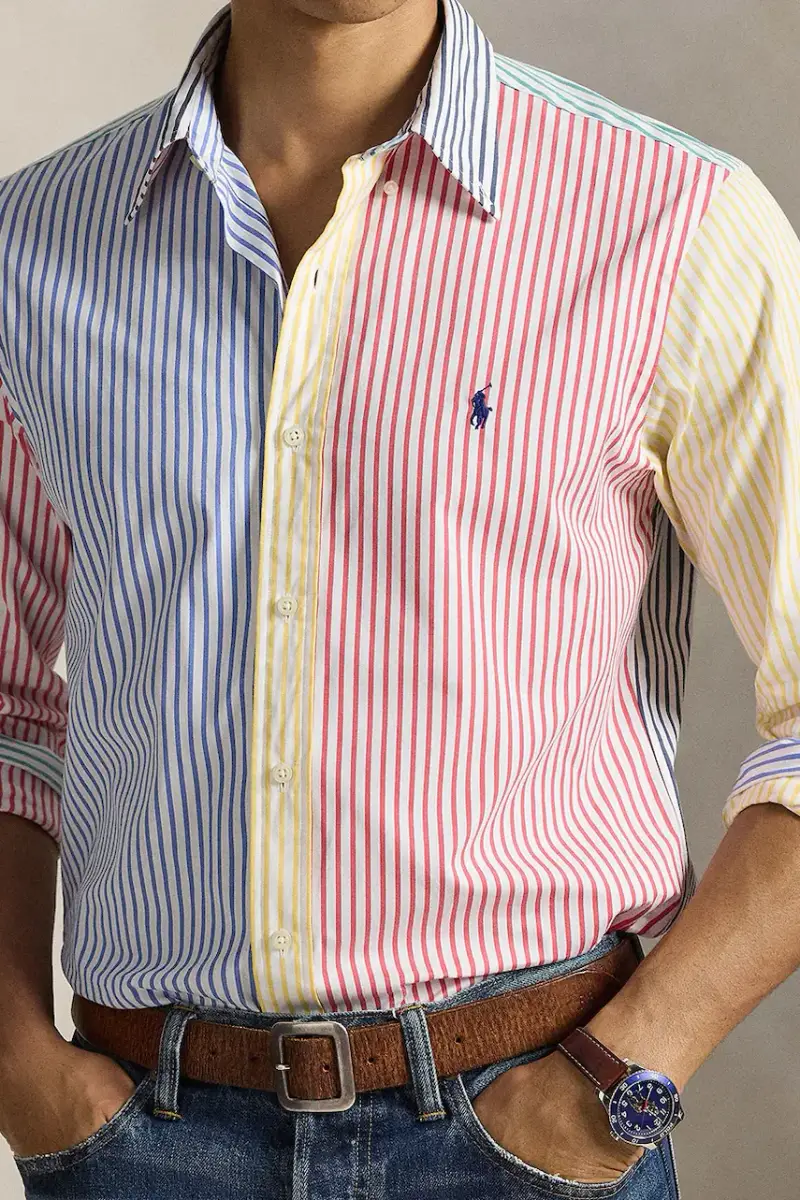 camicia in cotone uomo colore blu 710P07020 Multicolore miniatura 4