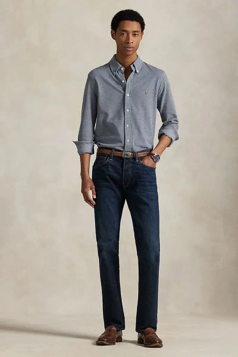 camicia in cotone uomo colore blu navy 710979488 miniatura 3