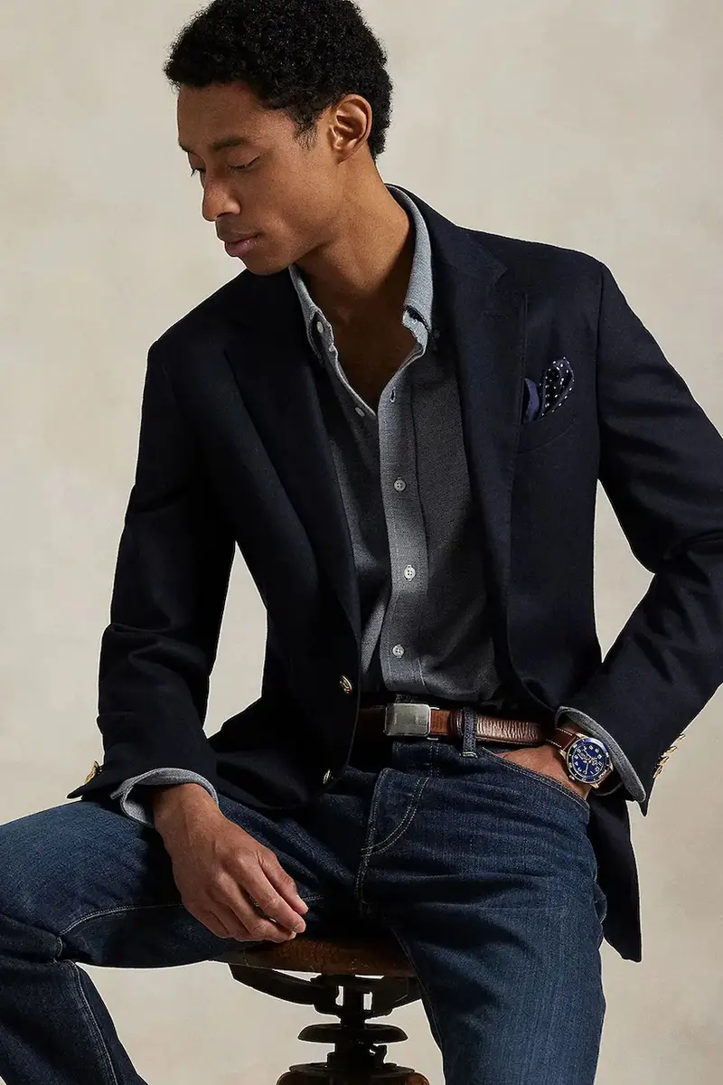 camicia in cotone uomo colore blu navy 710979488 miniatura 5