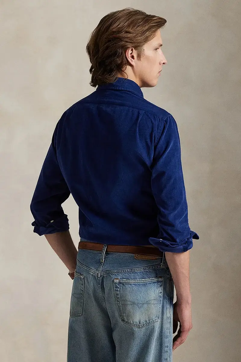 camicia in cotone uomo colore blu navy 710P00518 miniatura 2