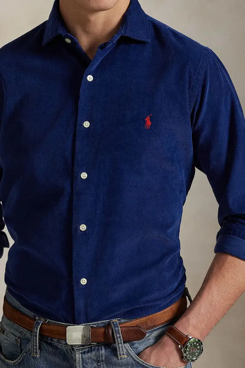 camicia in cotone uomo colore blu navy 710P00518 miniatura 4