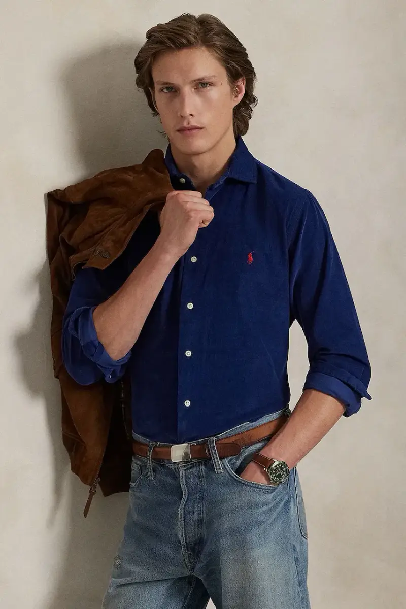 camicia in cotone uomo colore blu navy 710P00518