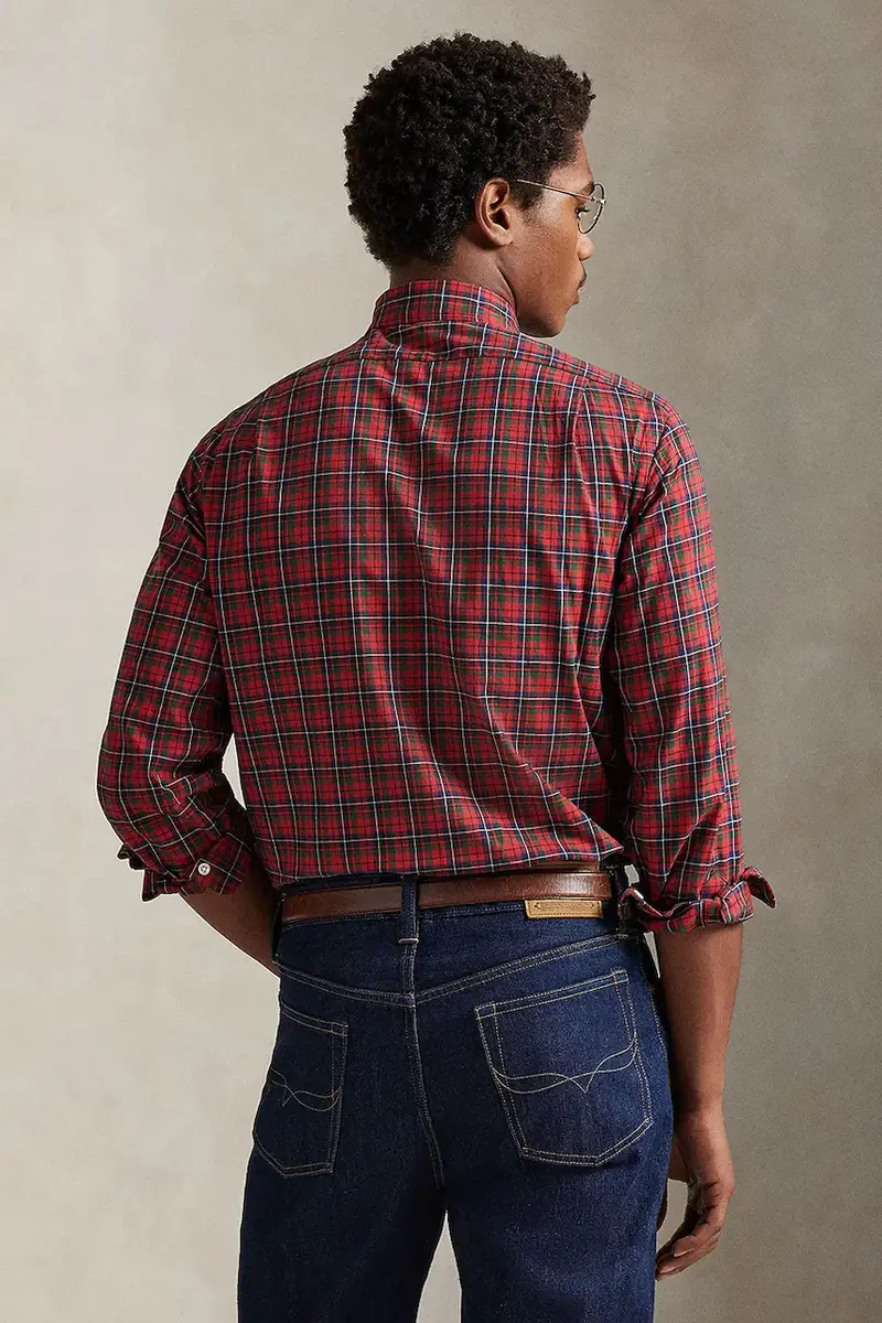 camicia in cotone uomo colore granata 710P01445 miniatura 2