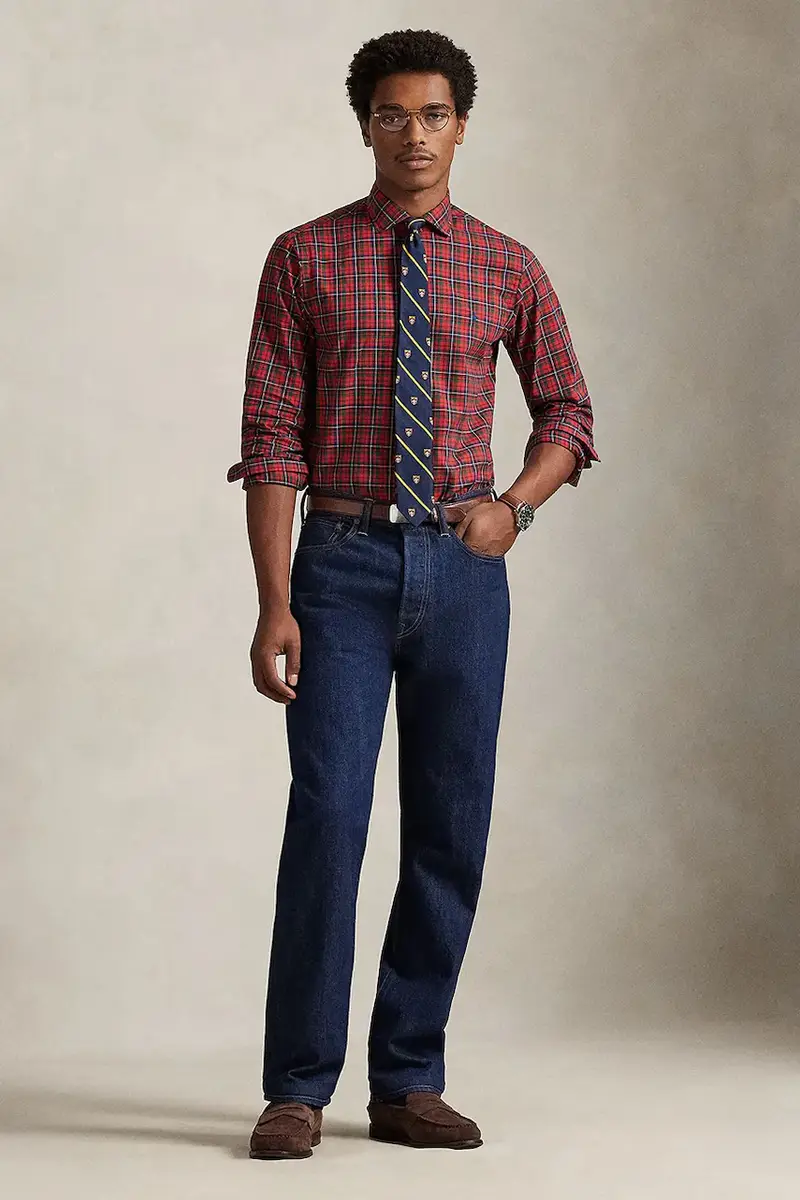 camicia in cotone uomo colore granata 710P01445 miniatura 3