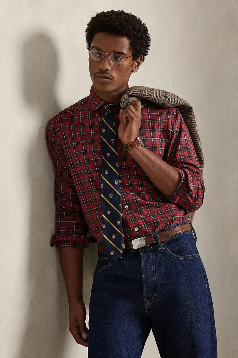 camicia in cotone uomo colore granata 710P01445 miniatura 5