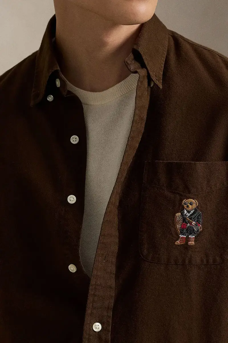 camicia in cotone uomo colore marrone 710P00662 miniatura 4