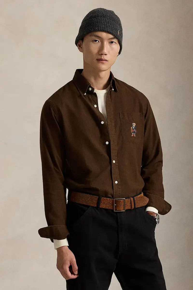 camicia in cotone uomo colore marrone 710P00662