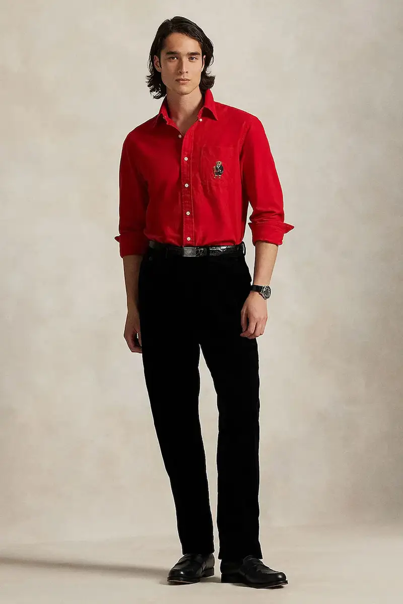 camicia in cotone uomo colore rosso 710P00662 miniatura 3