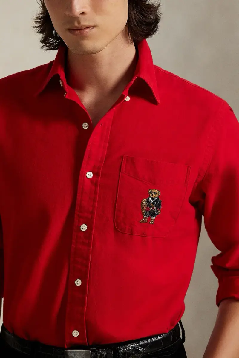 camicia in cotone uomo colore rosso 710P00662 miniatura 4