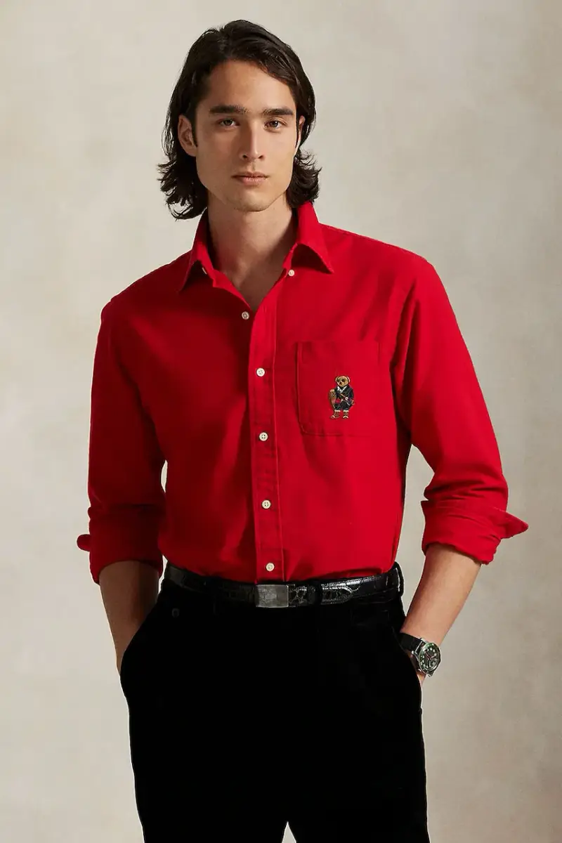 camicia in cotone uomo colore rosso 710P00662