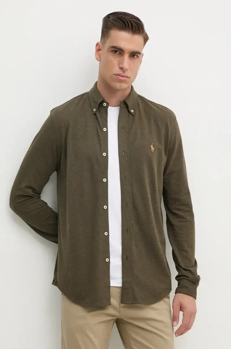 camicia in cotone uomo colore verde 710654408