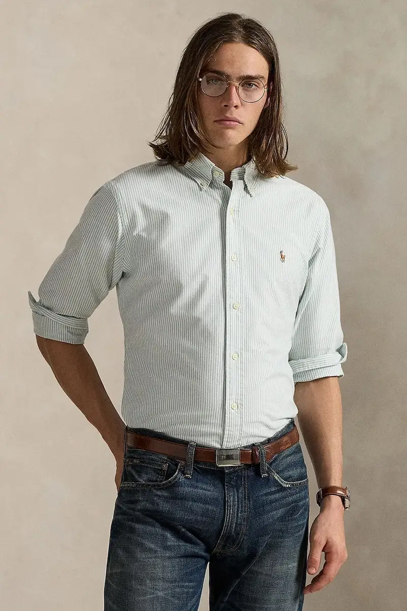 camicia in cotone uomo colore verde 710953704