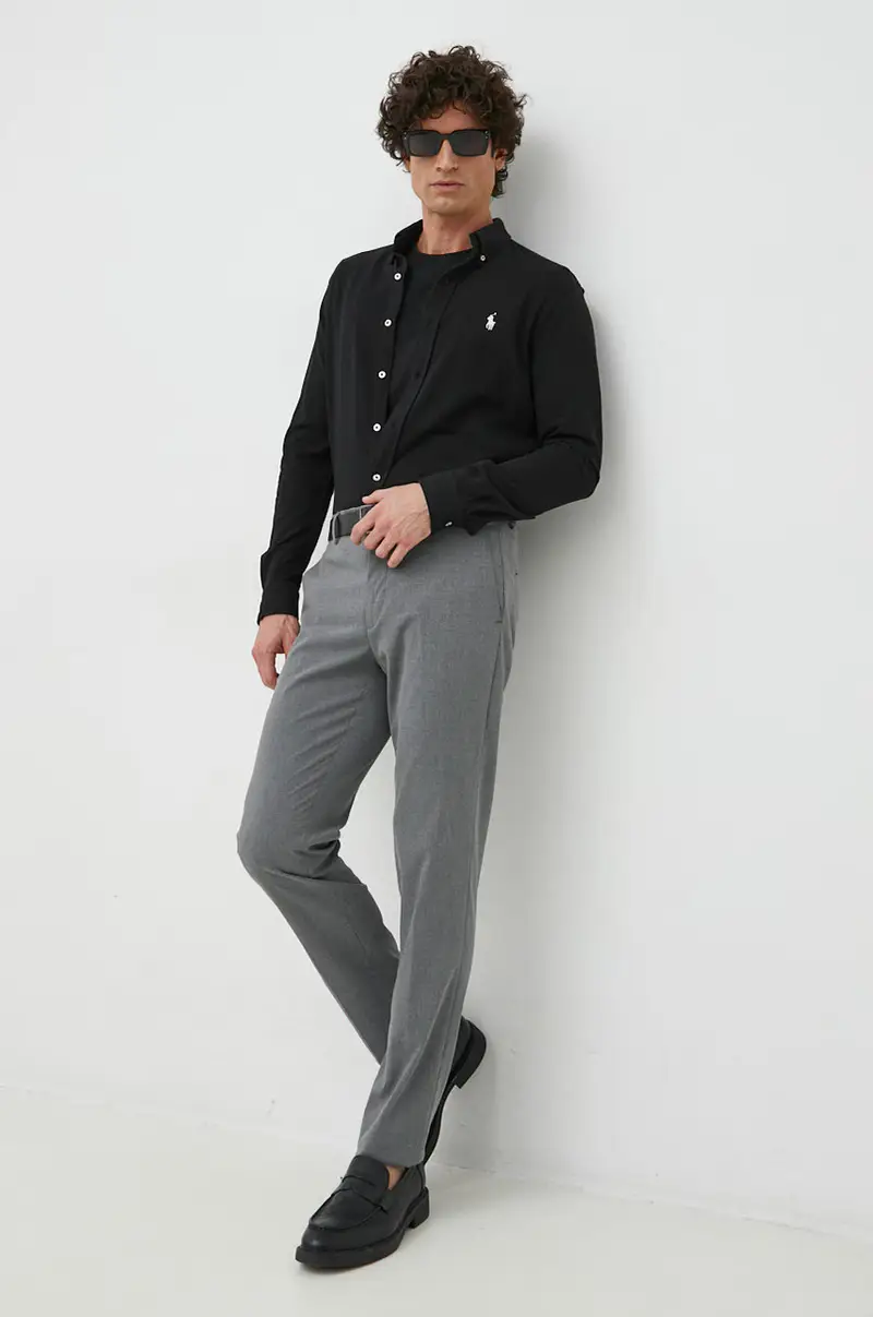 camicia in cotone uomo Nero miniatura 2