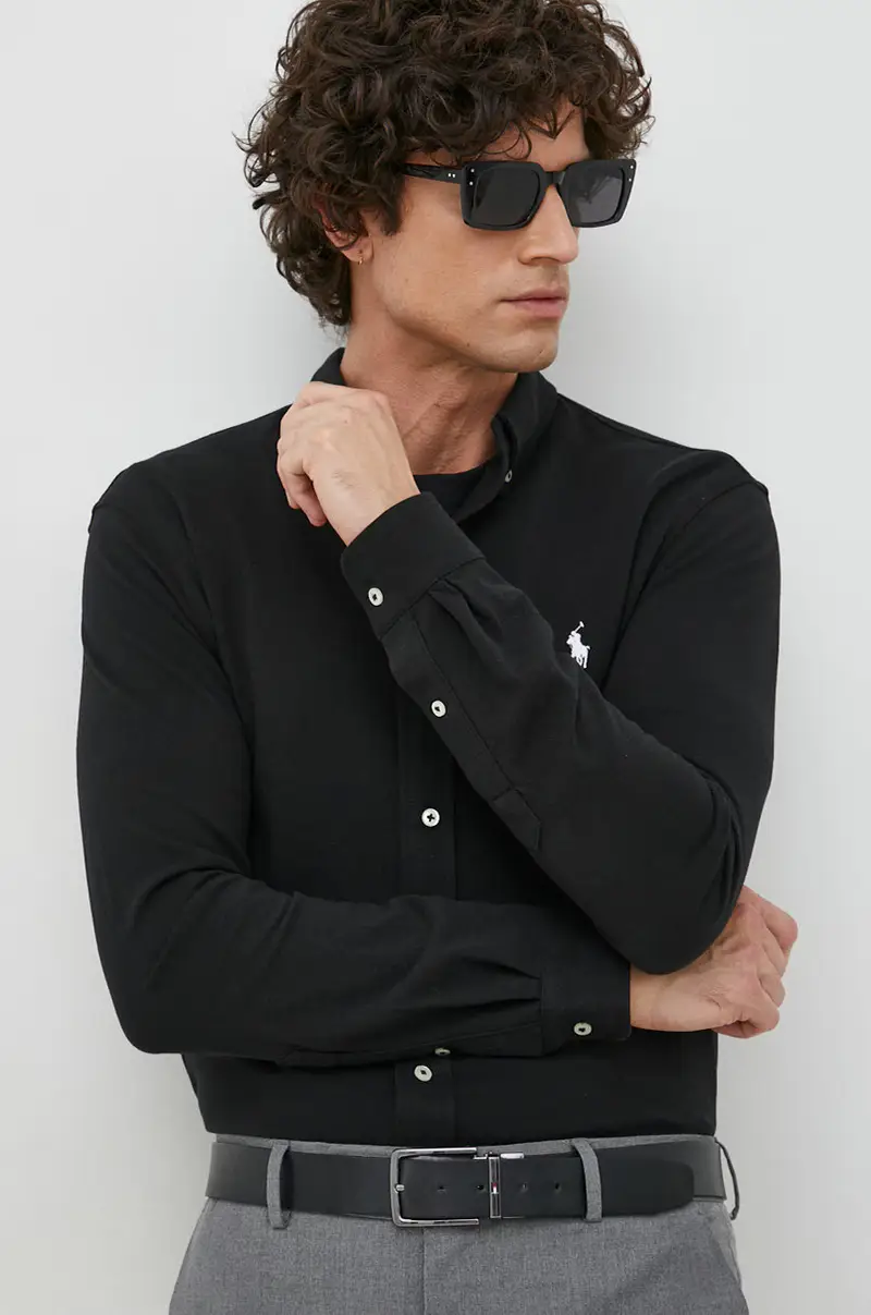camicia in cotone uomo Nero