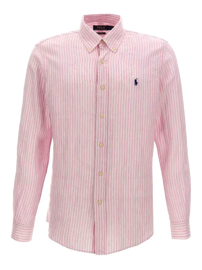 Camicia in lino a righe Color Carne E Neutri