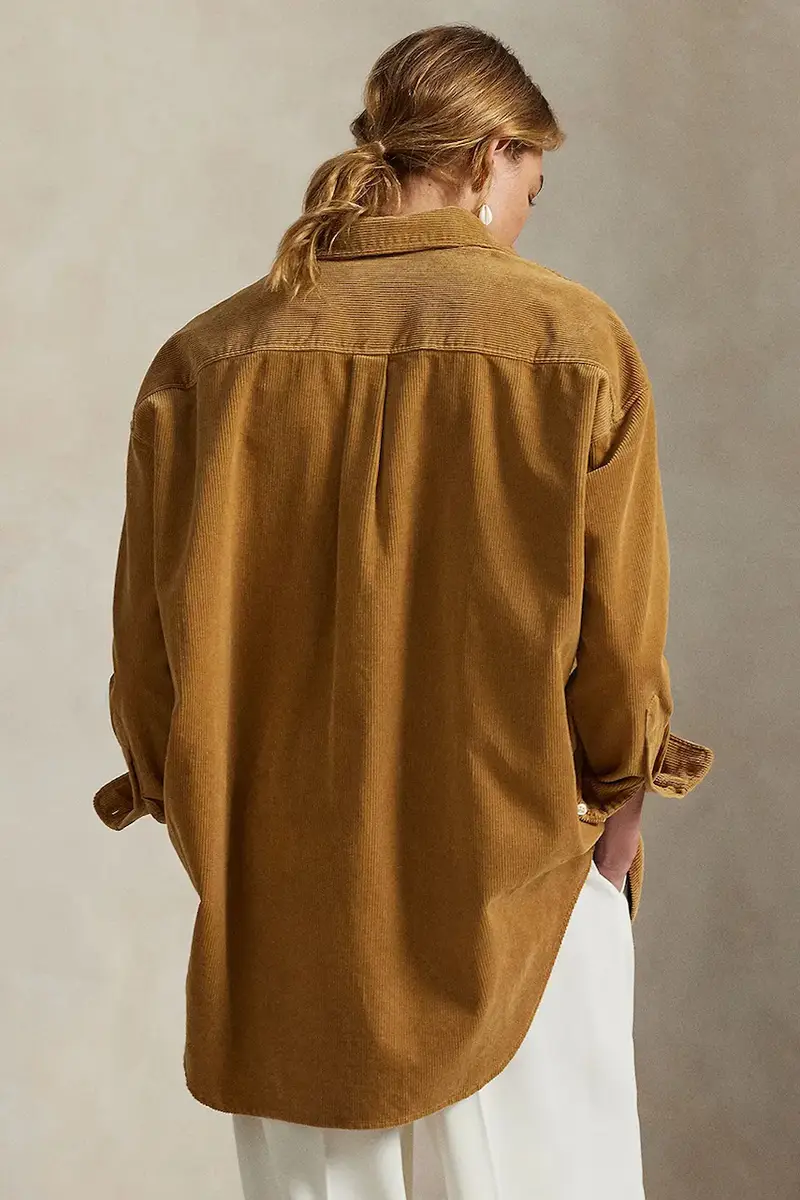 camicia in velluto a coste donna colore beige 211971525 miniatura 2