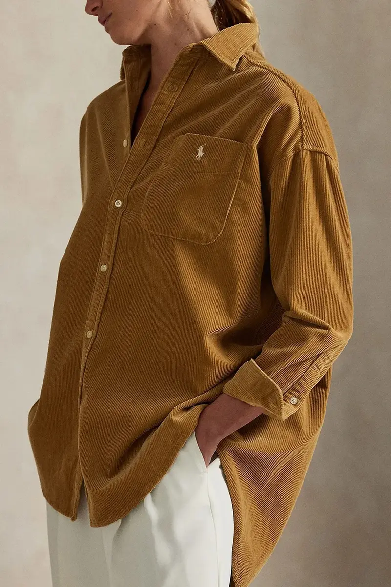 camicia in velluto a coste donna colore beige 211971525 miniatura 4