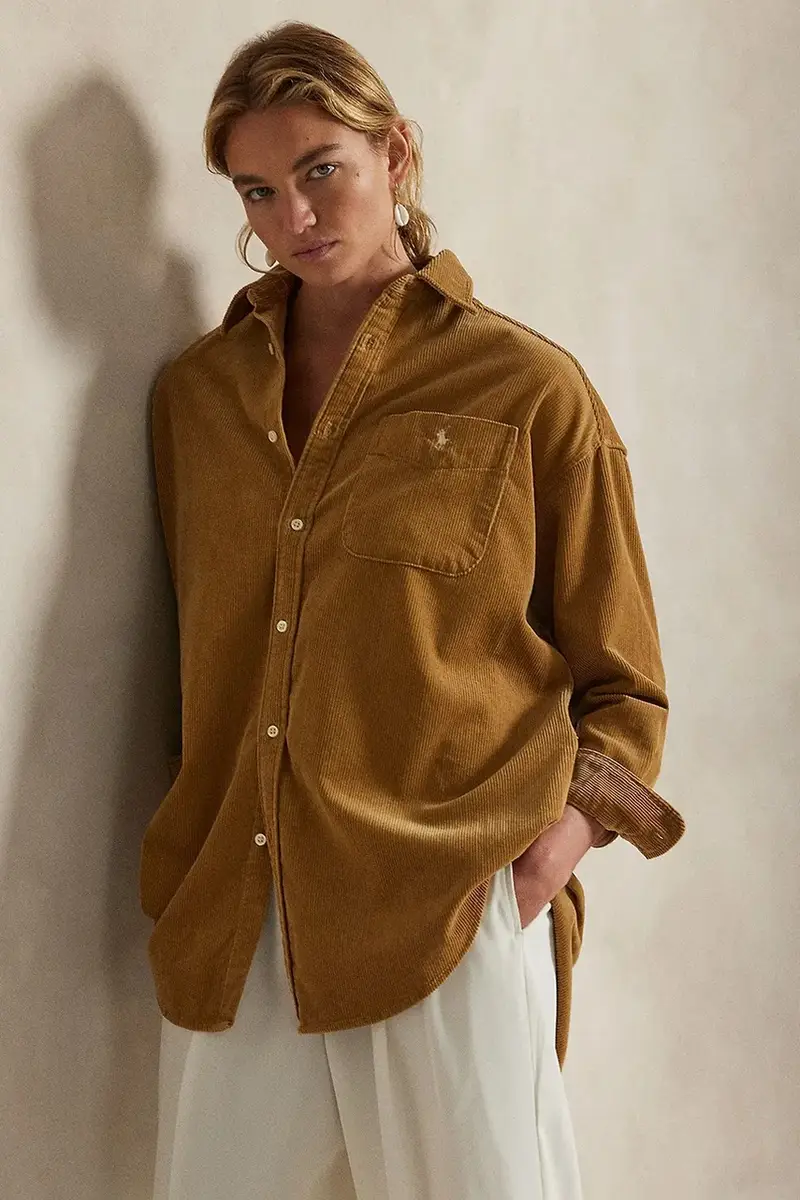 camicia in velluto a coste donna colore beige 211971525 miniatura 5