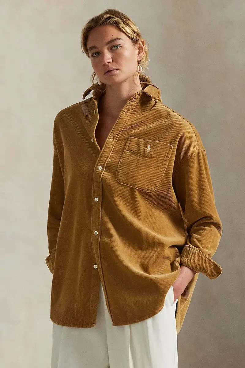 camicia in velluto a coste donna colore beige 211971525