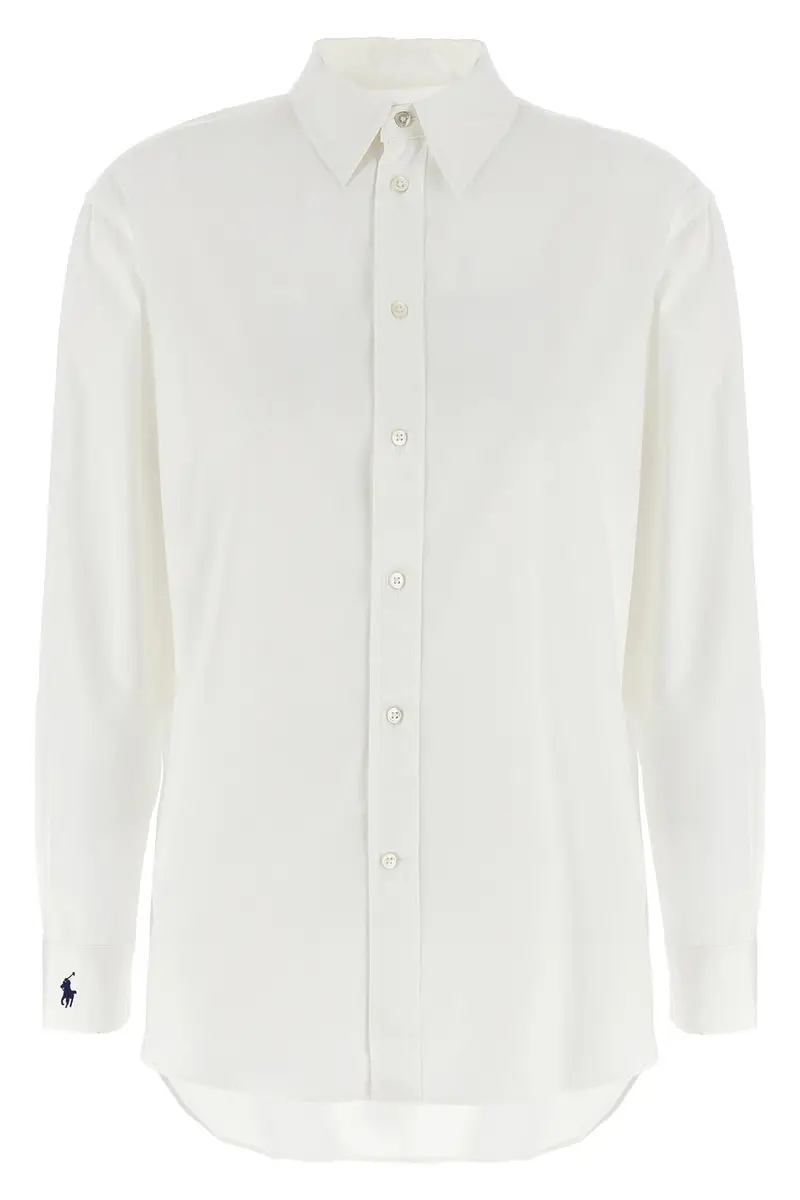 Camicia Ricamo Polsino Bianco