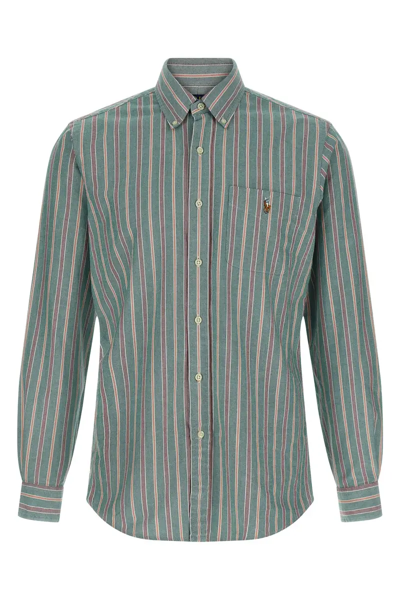 Camicia Righe Botton-Down Verde