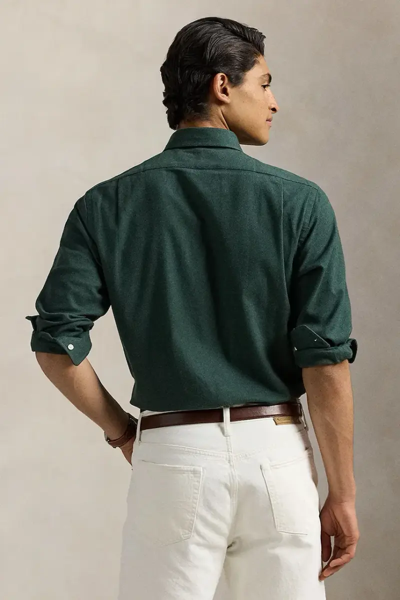 camicia uomo colore beige 710P00661 Verde miniatura 2