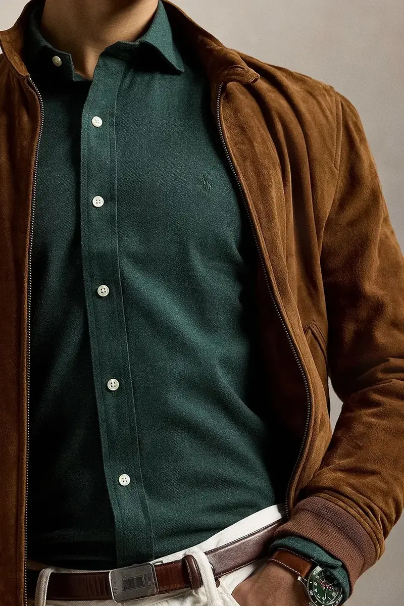 camicia uomo colore beige 710P00661 Verde miniatura 4