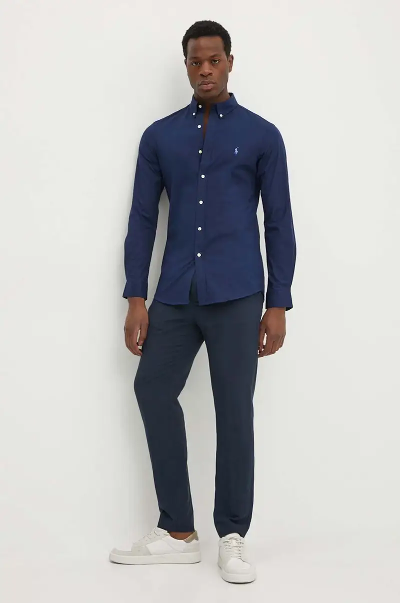 camicia uomo colore blu navy miniatura 3