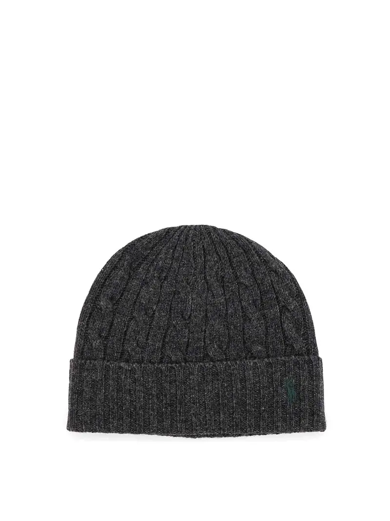 Cappello Beanie in Misto Lana un trecce Grigio