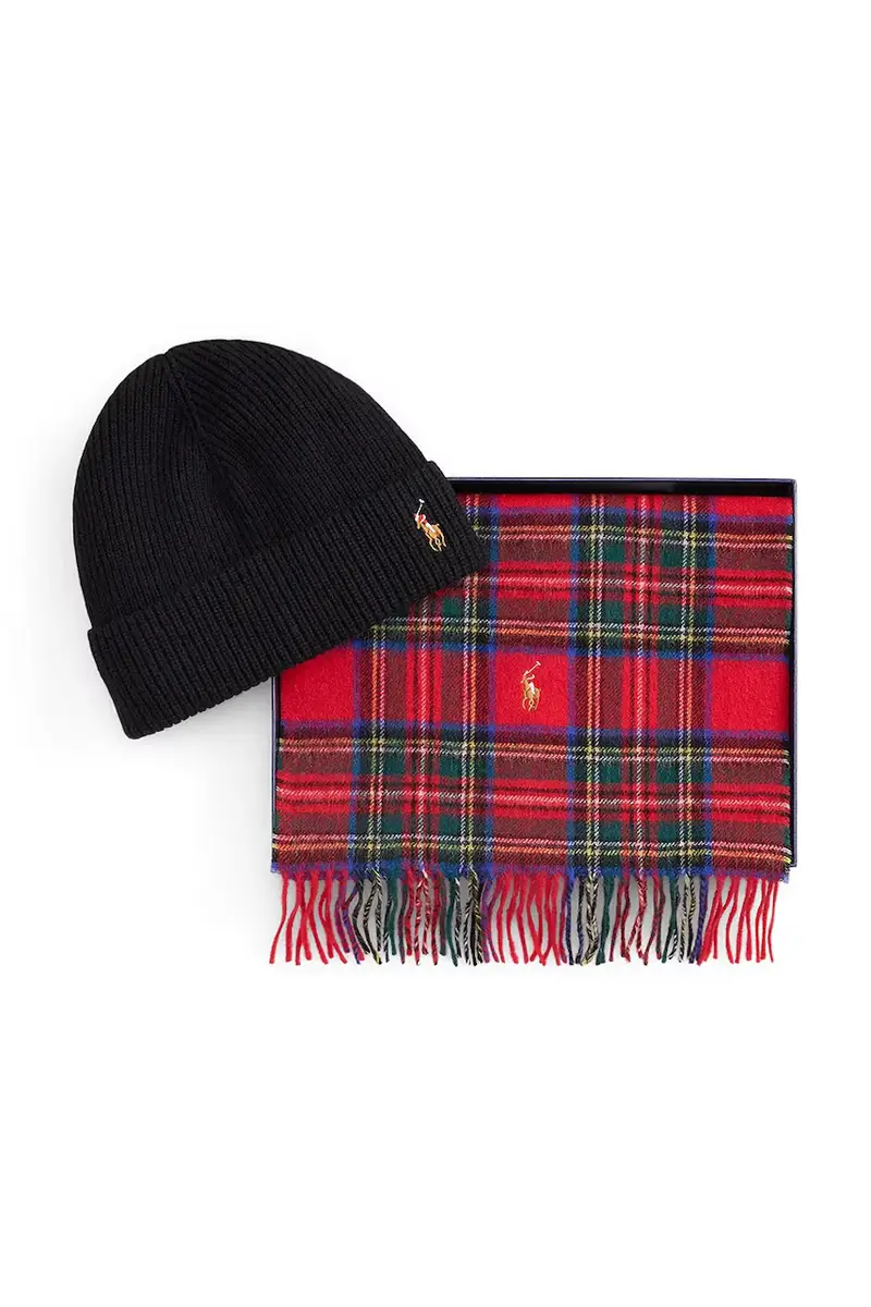 cappello e sciarpa di lana colore blu navy 449959530 Multicolore miniatura 2