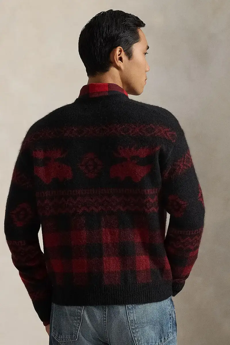 cardigan con lana colore granata 710982260 miniatura 2