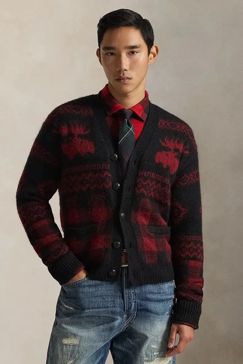 cardigan con lana colore granata 710982260